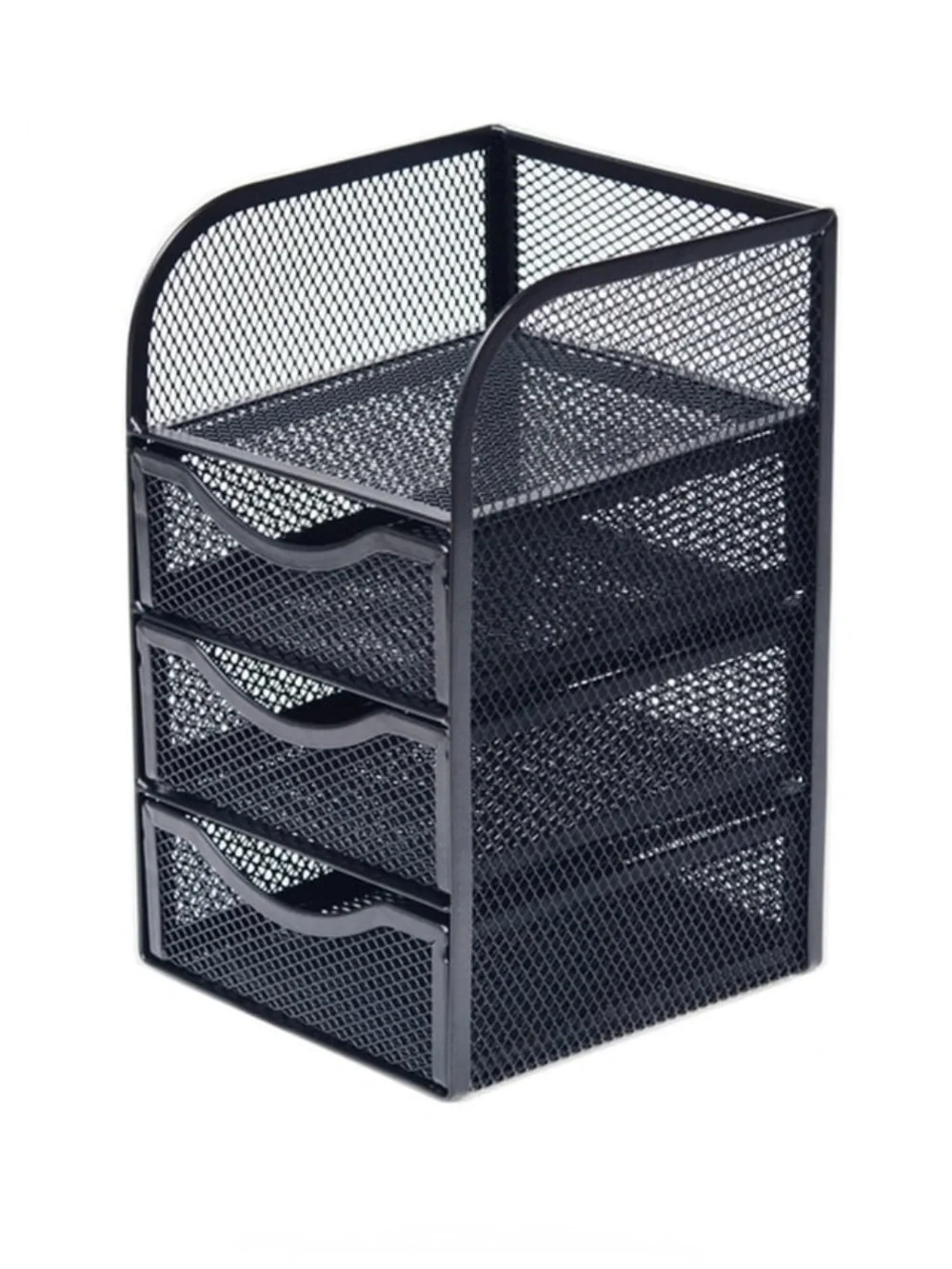 2 Pcs 3-Drawer & Compartment Metal Mesh Office Home Desktop Storage Organizer